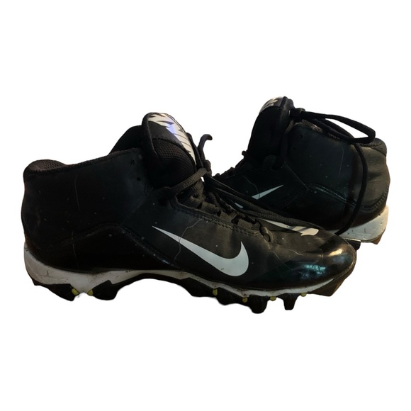 Boys Nike Alpha Fast Flex Mid Shoes football cleats athletic 6 Youth Black White - Picture 2 of 11